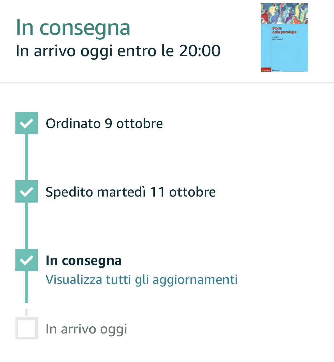 Amazon di merda me lo fai arrivare sto libro o cosa, già dovevano arrivarmi 2 pacchi ieri e hanno fatto un casino, se questo non arriva oggi mi arrabbio.