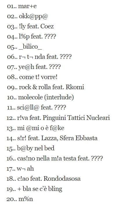 thasup ha svelato la tracklist del nuovo album che uscirà il 30 settembre e si chiamerà "c@ra++ere s?ec!@ale"