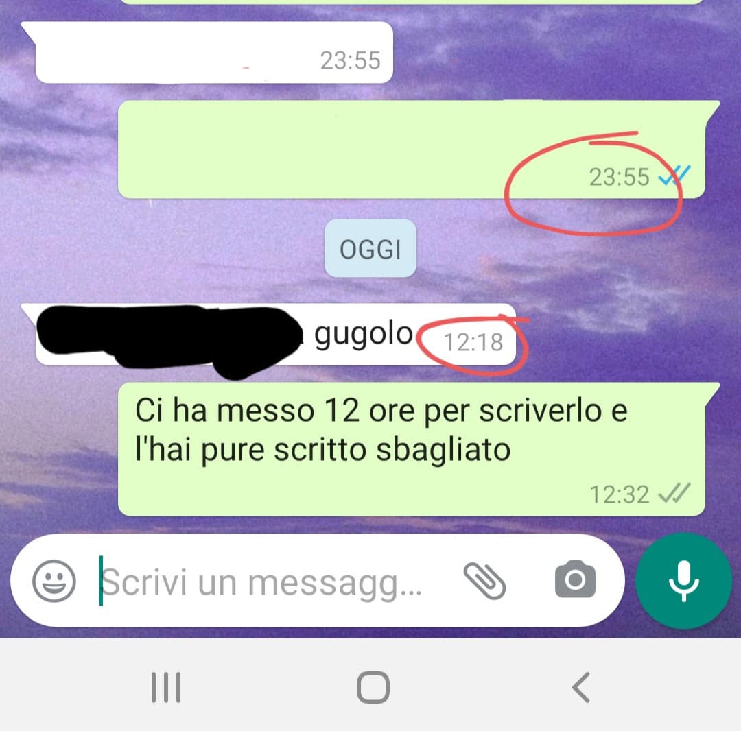 Solo io posso lasciarti di merda e rispondere dopo ore? uff