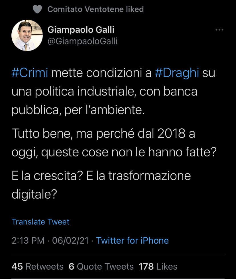 “Crimi mette condizioni a Draghi” il circo se ne è andato per non doverselo portare via 