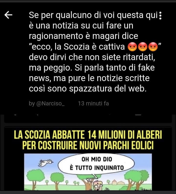 No caro aborto troppo cresciuto, non è la Scozia ad essere cattiva ma l'uomo. E comunque non è una Feich nius!1!1, semplicemente quelgli alberi lo hanno tagliati dal 2002 ad oggi 