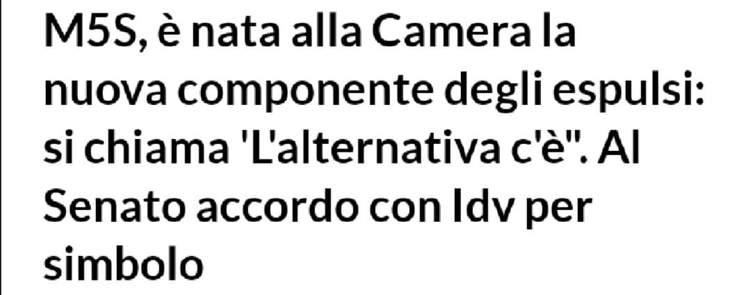 Si è costituita alla Camera la nuova componente del Misto chiamata "Alternativa c'è", formata da parte dei dissidenti M5S espulsi.