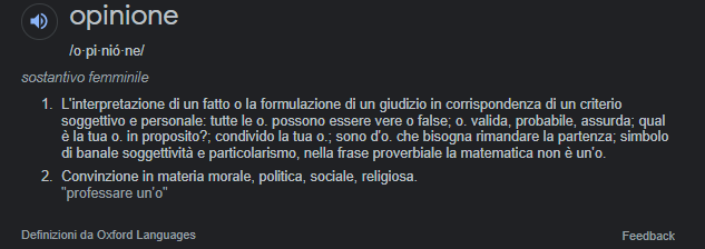 qual è la definizione di opinione secondo voi ?