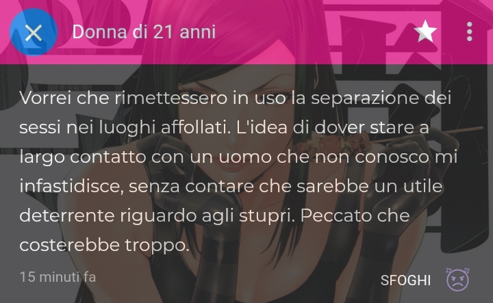 Piccolo appunto per le misandriche, se odiate gli uomini andate da uno psicologo. Perchè io non limiterò me stesso dal dirvi quanto siete stupide.