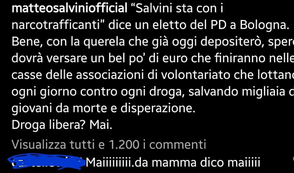 Questo è il commento di una madre il cui figlio fuma erba lol.