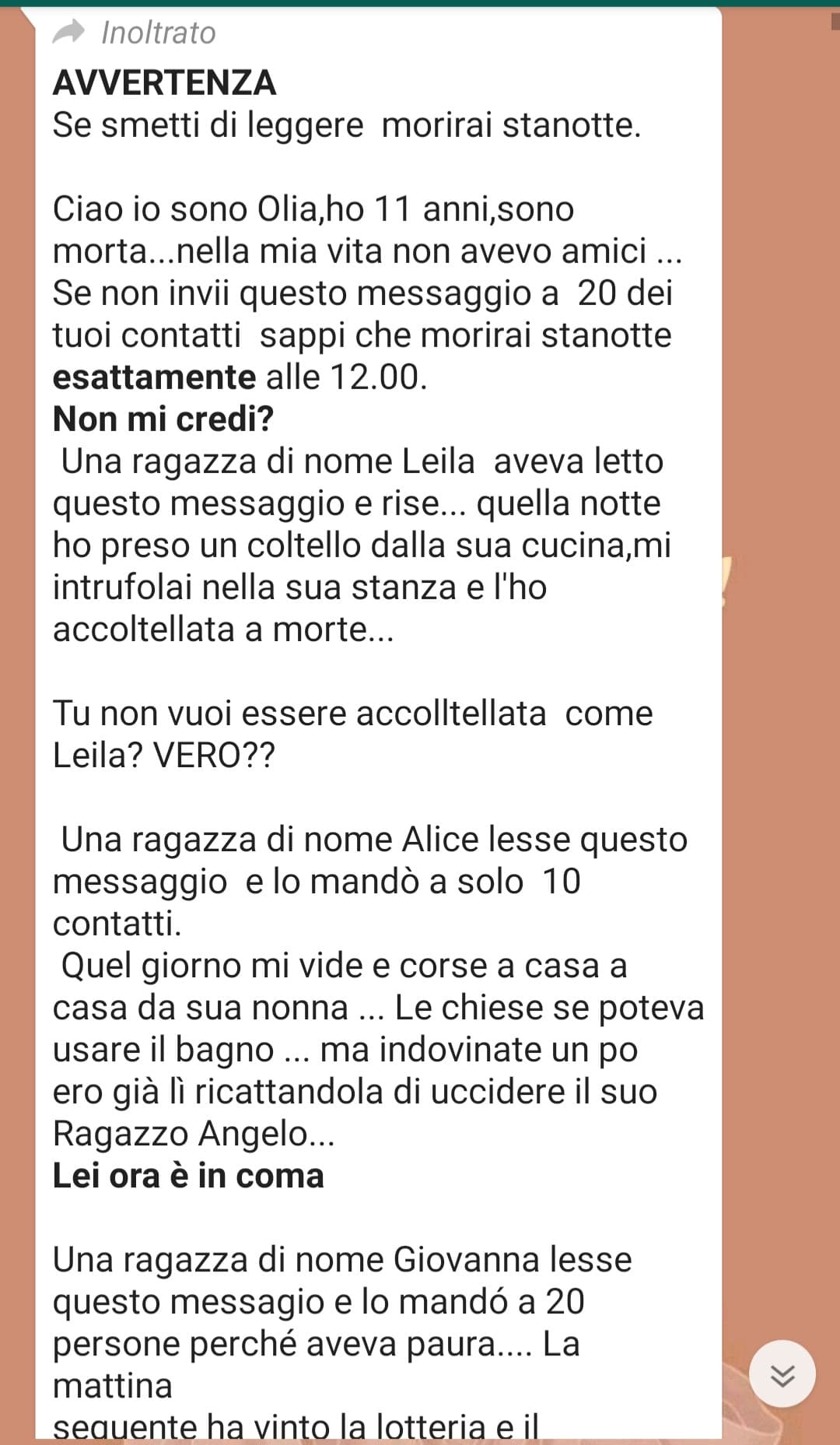 Messaggio del 2016, voglio ritornare a quando il mio più  grande problema era   non essere accoltellata da olia 