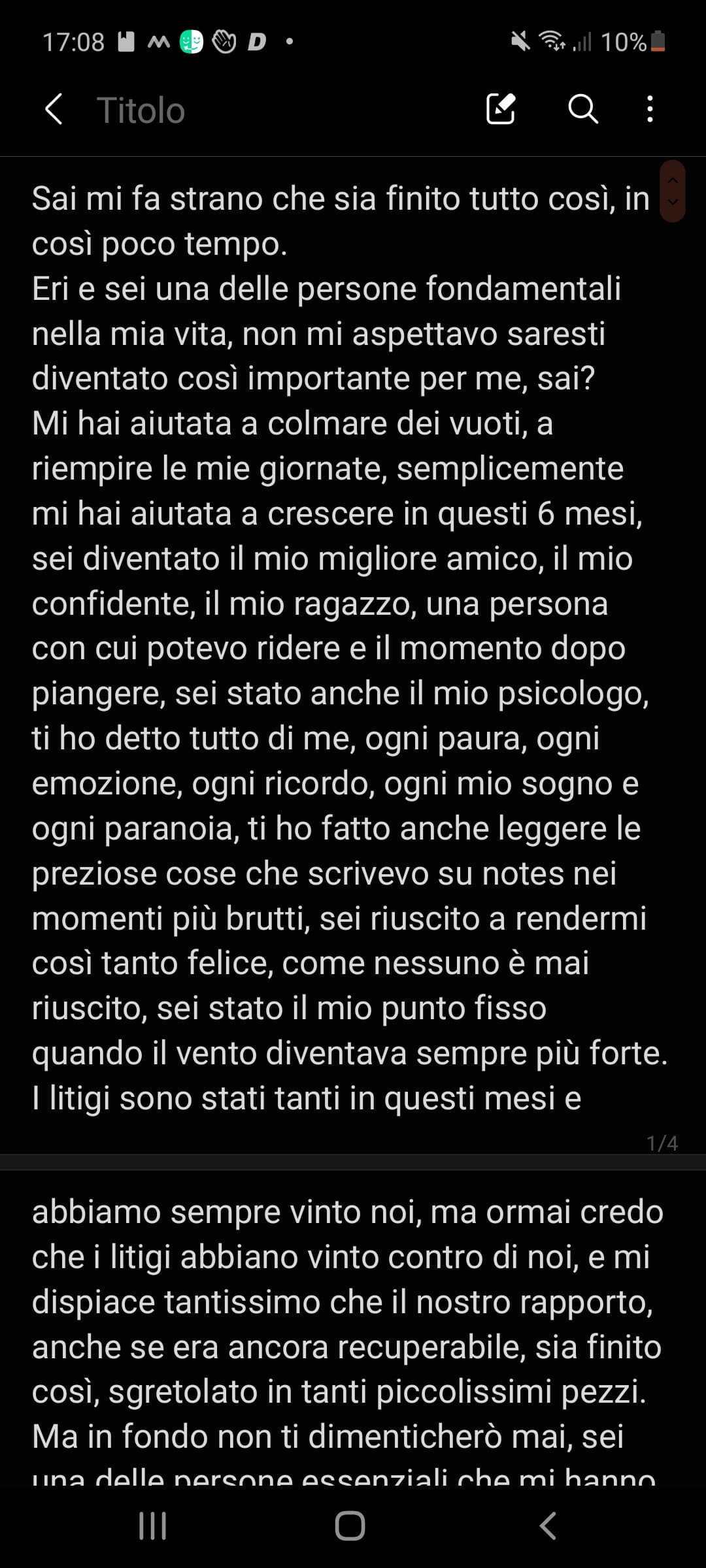 Ho scritto questa "lettera" per il mio ragazzo, perché stiamo per lasciarci. secondo voi ci sta?