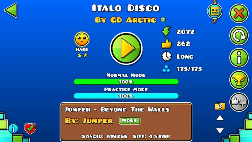 Italo Disco 100%; By GD Arctic; (Difficoltà: Hard 5?); (Grado: Normal)