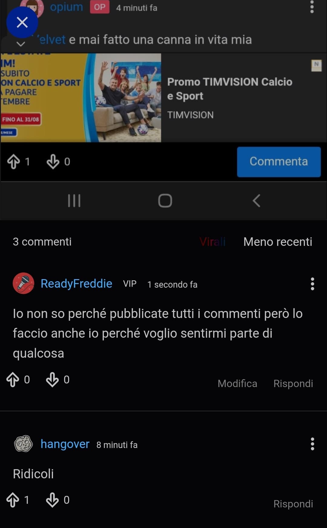 Ciao voglio sentirmi parte di qualcosa 