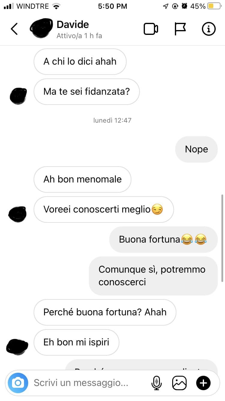 Niente da fare, lui era pure carino e stavo pensando di conoscerlo, ma la frase che mi ha scritto mi ha fatta cringiare troppo e l’ho ghostato?