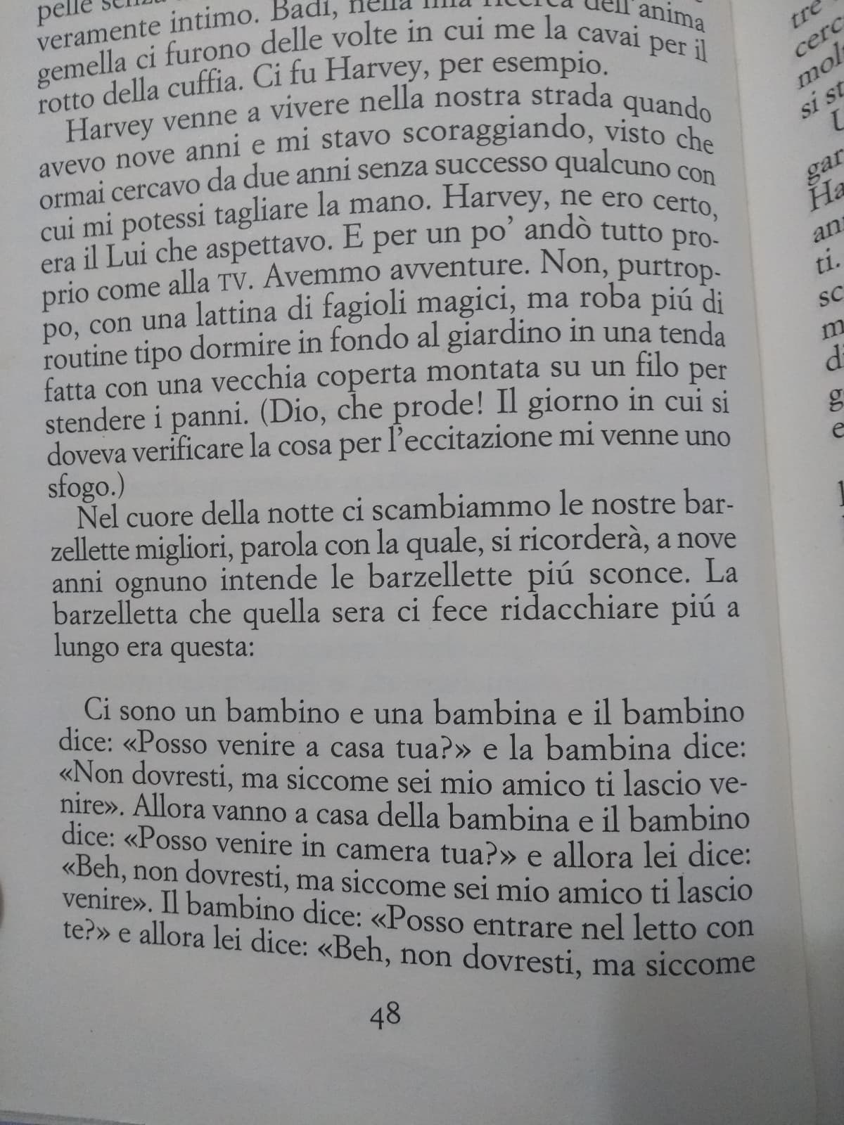 Leggete da "ci sono un bambino..." Fino a "... Il mio dito"