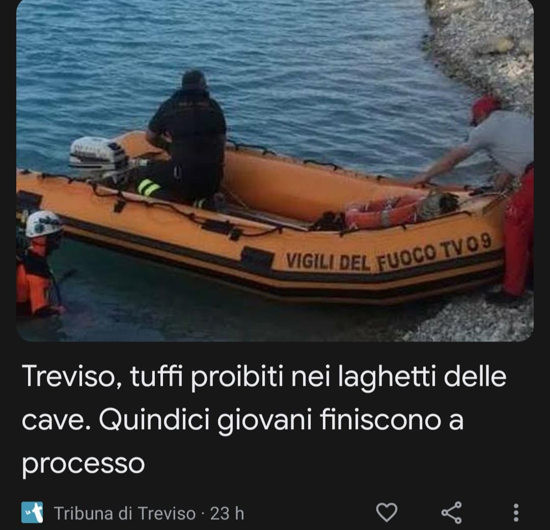 Un classico,dalle mie parti é pieno di cave. Che poi sono pericolose, profonde anche 40 metri e piene di correnti. Ci è morta diversa gente