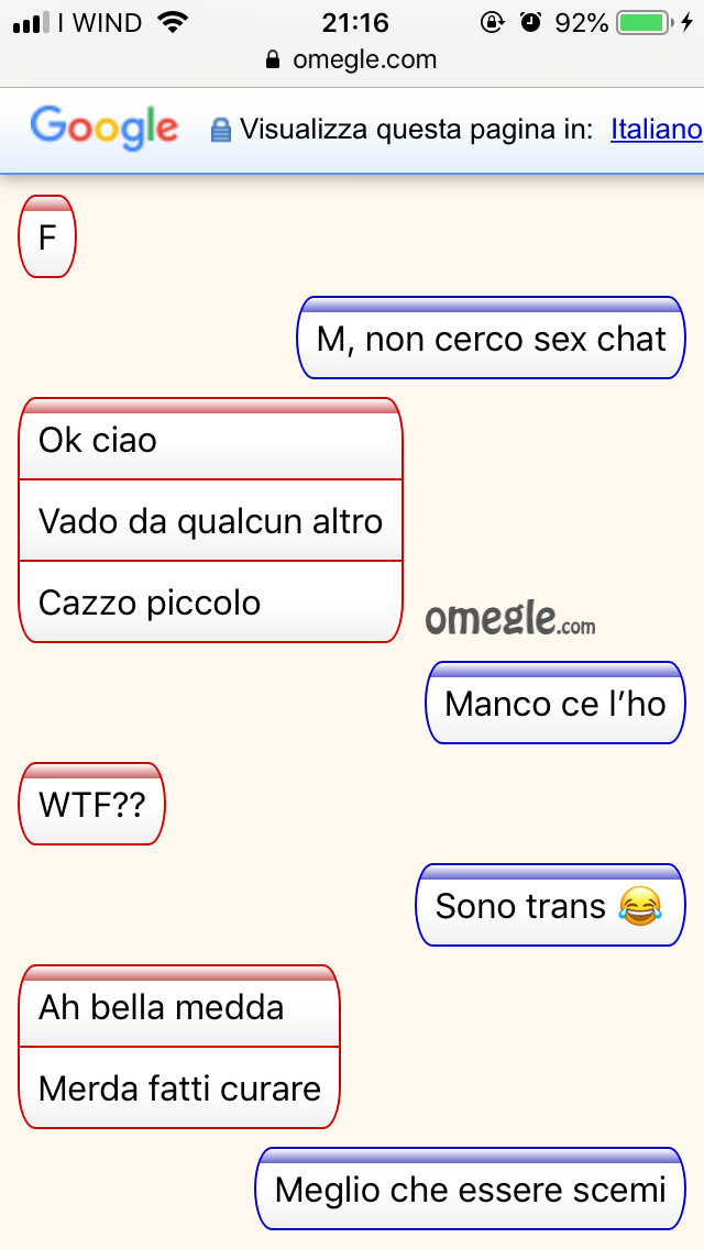 Omegle schifo.