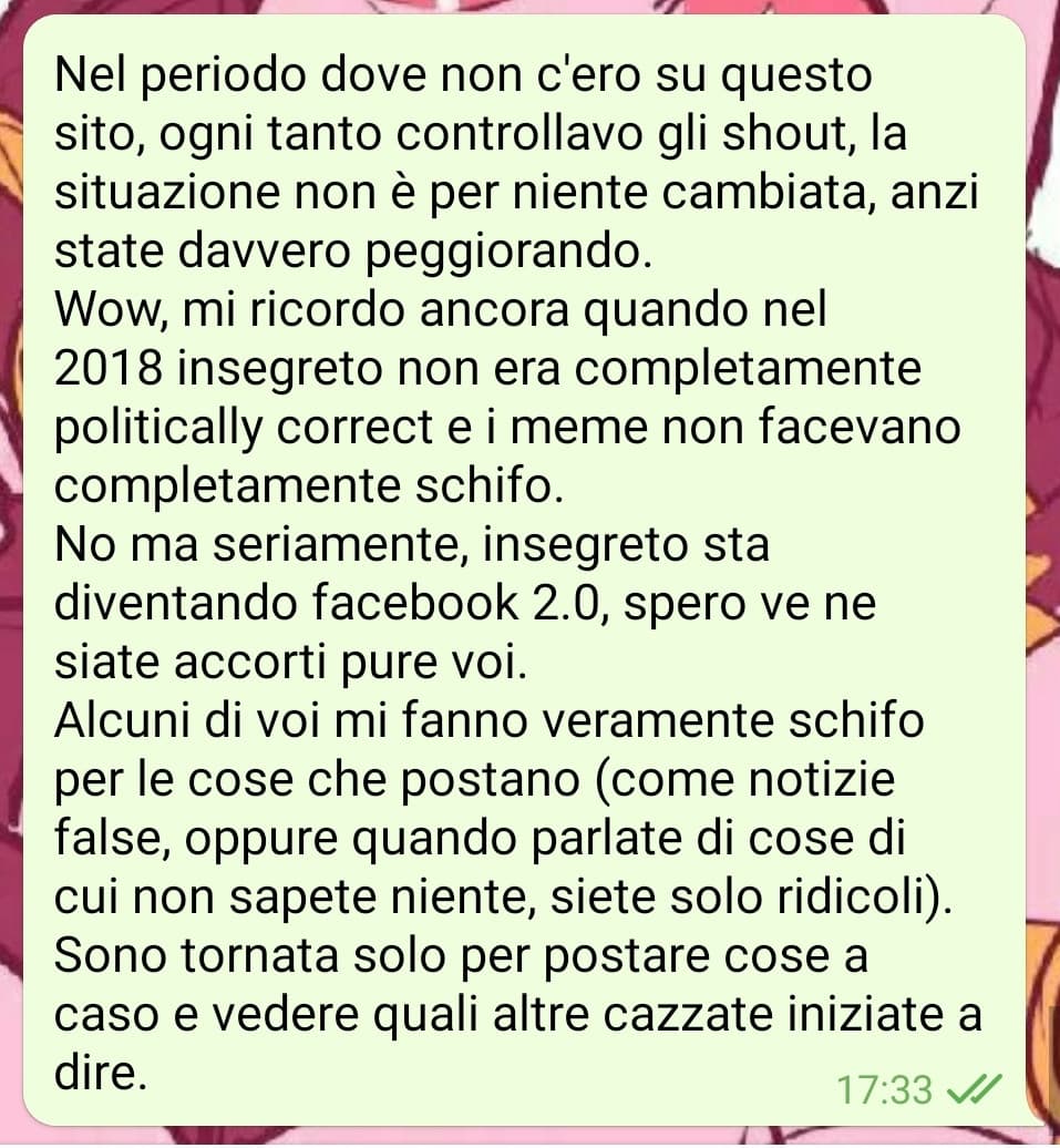 E niente sono tornata pure se probabilmente non frega a nessuno