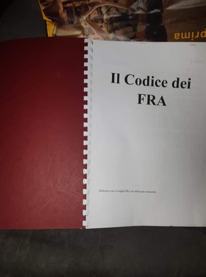 Trovato in italiano. 
Scaricato. 
Modificato pagina per pagina in modo da adattarlo alla cerchia dei miei FRA. 
Stampato e rilegato, grazie all'aiuto di un FRA

