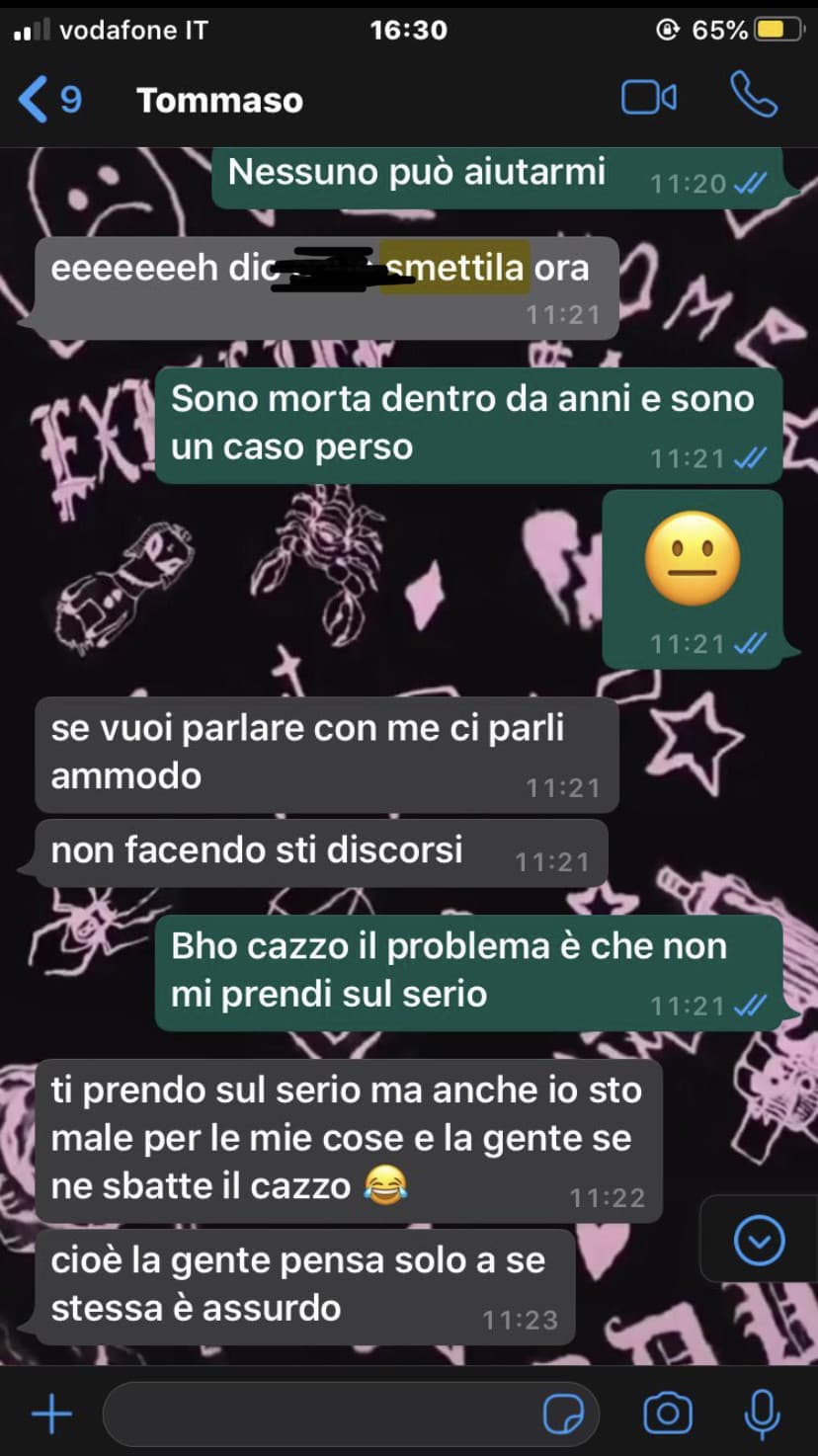 ma vi sembra normale che il mio, ormai ex, ragazzo mi scrive ste cose dopo che io ho avuto un attacco di panico?!