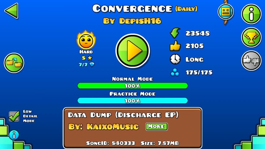 Convergence 100%; By DepisH16; (Difficoltà: Hard 5?); (Grado: Epic)