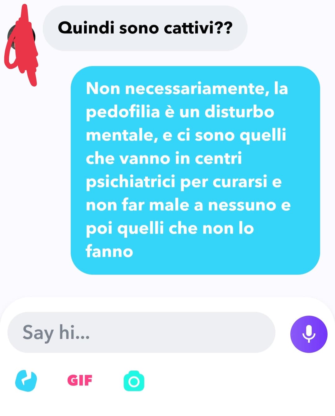 Io che spiego ad una ragazzina di 8 anni sconosciuta cos'è un pedofilo e la pedofilia e la metto in guardia: