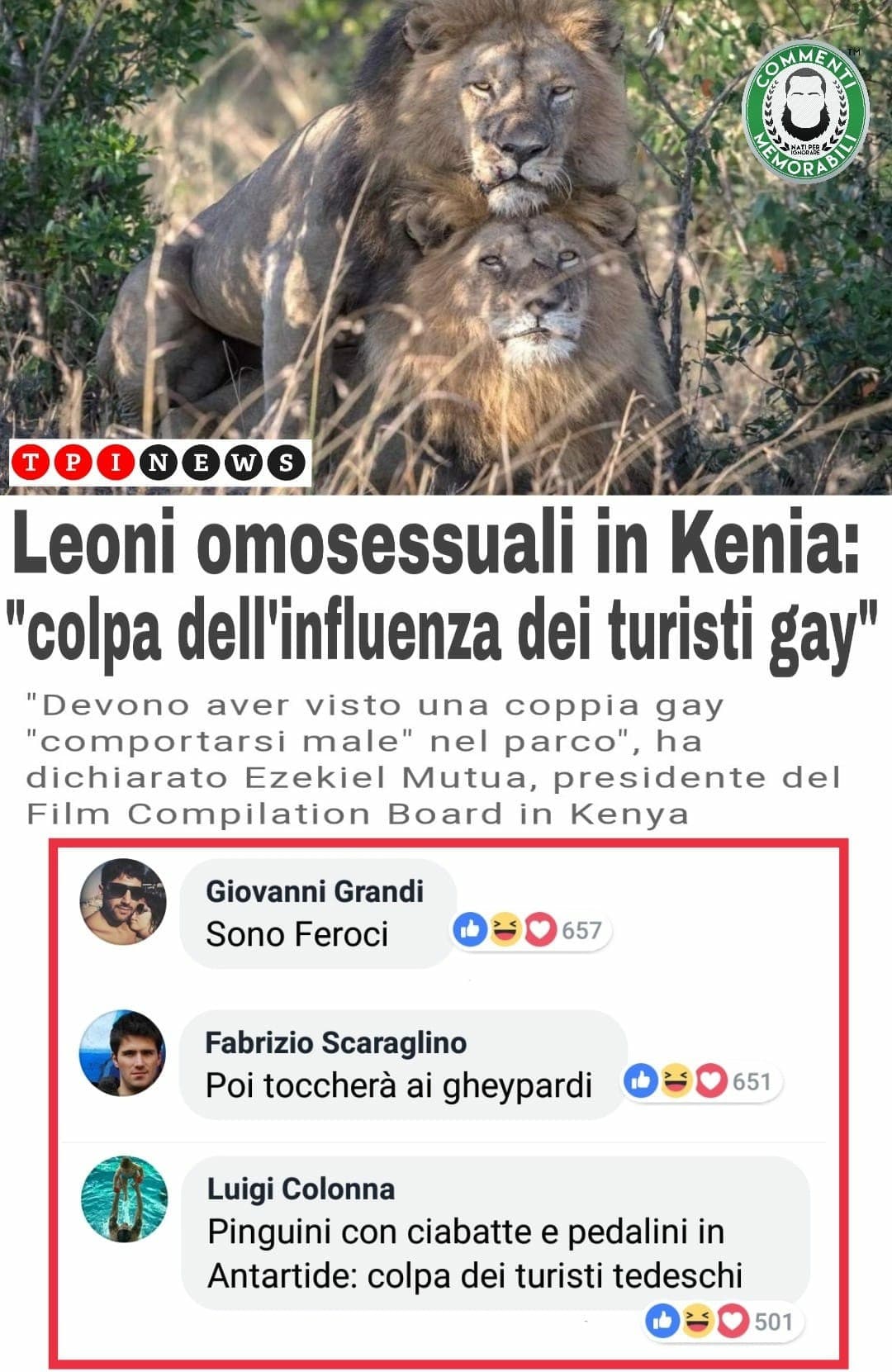 Solo per farsi una risata nulla contro i gay