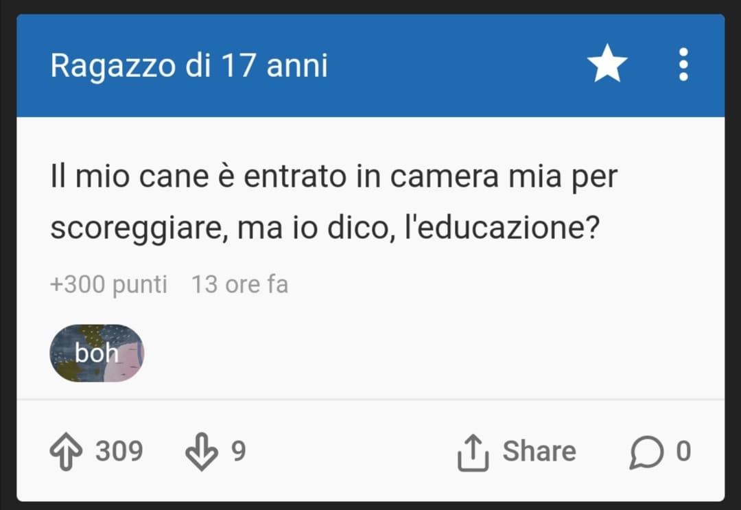 Raga questo segreto è mio. Ed ecco a voi il cane in questione. 