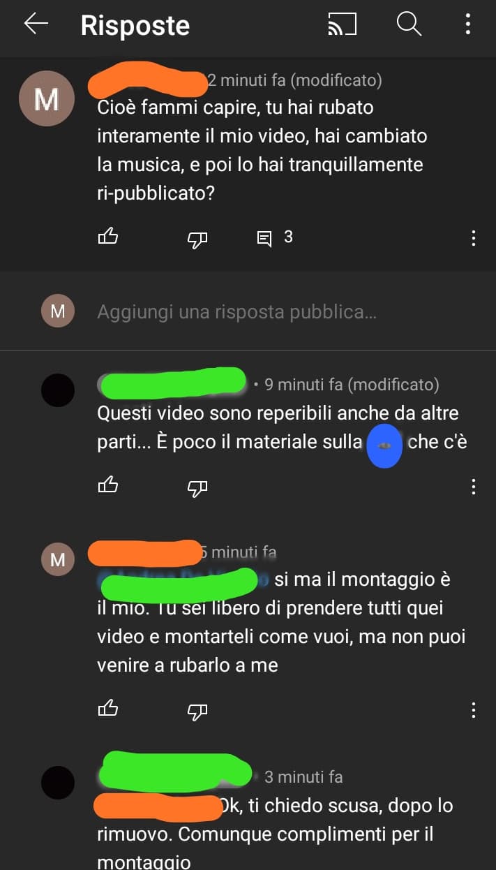 Quello in arancio sono io mentre quello in verde è un *insulto sinonimo di incrocio canino* che ha preso il mio video già montato, ha cambiato la canzone e l'ha ripubblicato