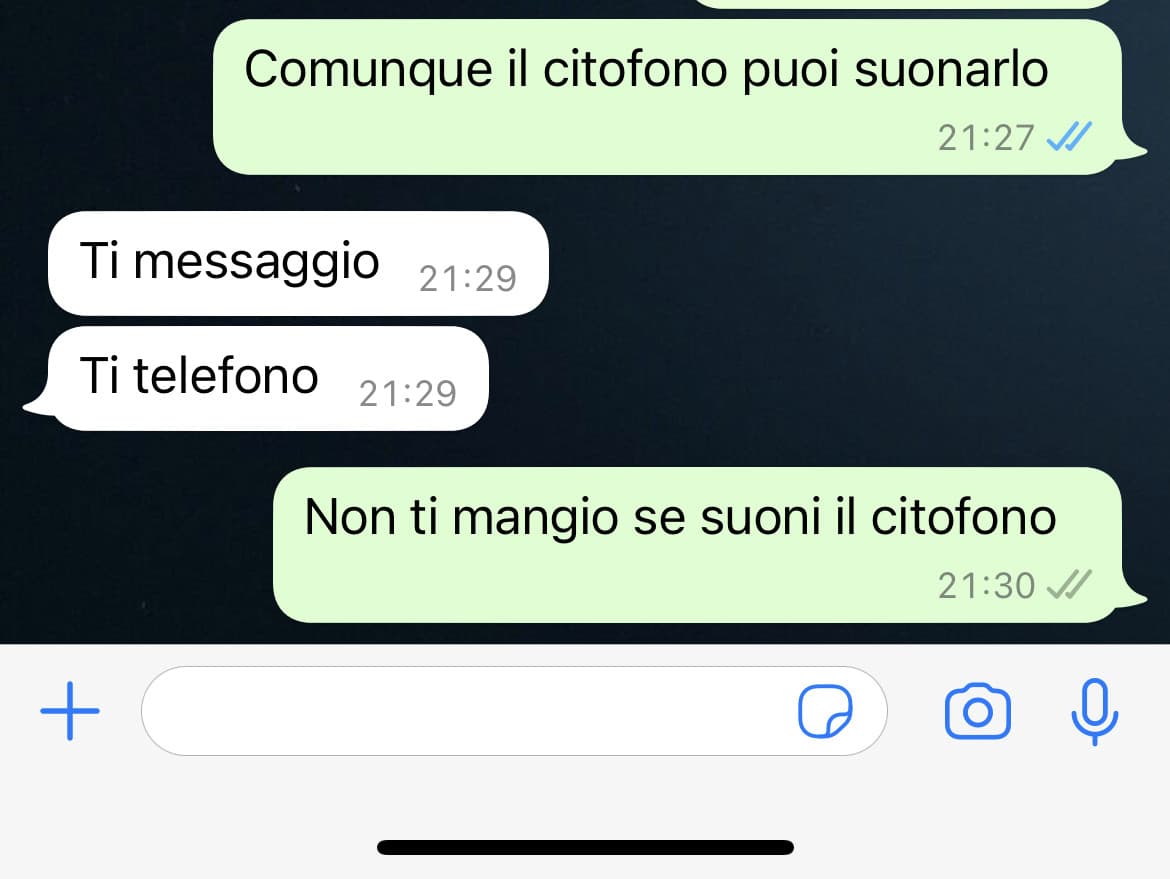 Ma il senso di non voler suonare il citofono.Che poi io mi faccio anche le paranoie 