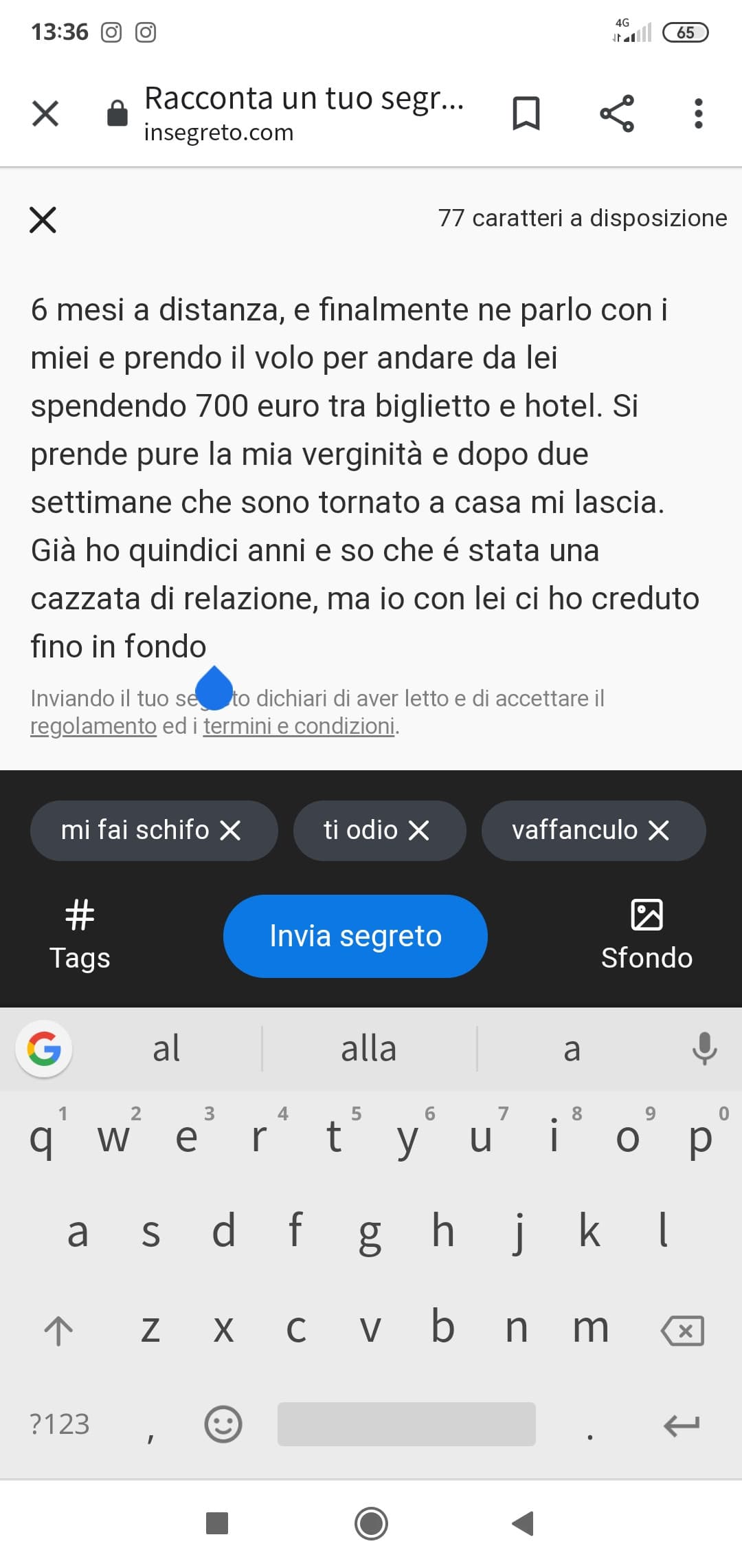 Poi mi chiedono perché sono chiuso, perché sono sempre depresso e perché non parlo mai con nessuno. Questa é una delle cose bellissime capitate in questa vita di merda