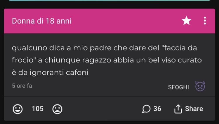 hanno eliminato lo shout dove dicevo che il padre aveva ragione 