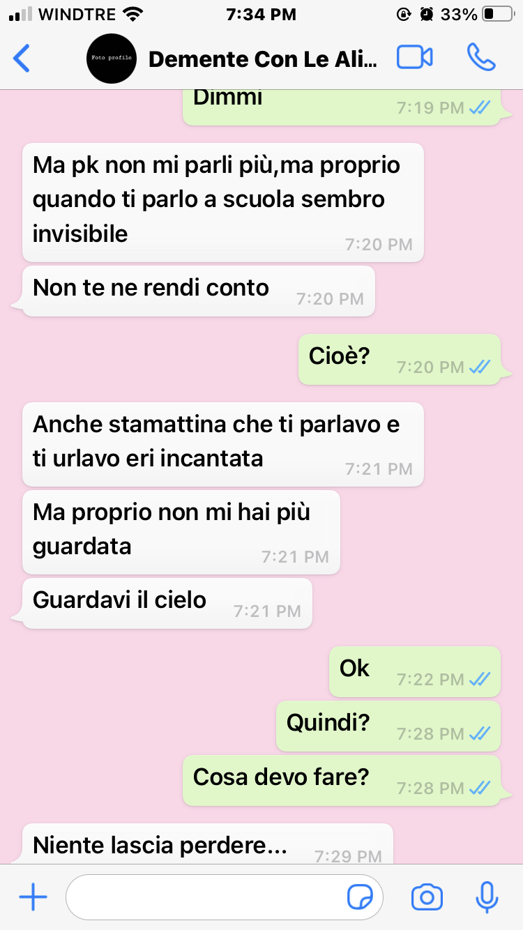 Come posso dirle gentilmente che in sto periodo mi sta sul cazzo, che è cringe, mi annoia in una maniera assurda e che quando sto con lei odio quando mi insulta per il mio fisico? Gentilmente eh, gentilmente 