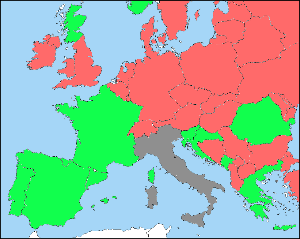 Paesi che vorrei visitare e non (Rosso: non voglio visitare. Verde: voglio visitare)