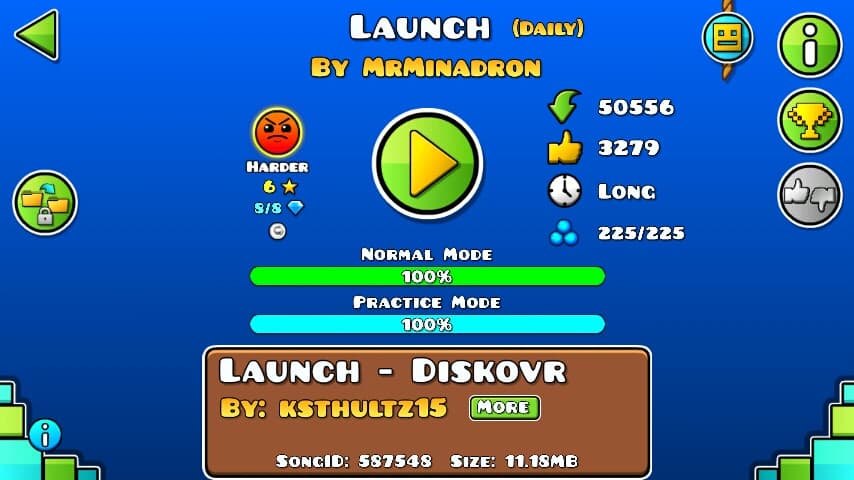 Launch 100%; By MrMinadron; (Difficoltà: Harder 6?); (Grado: Normal)