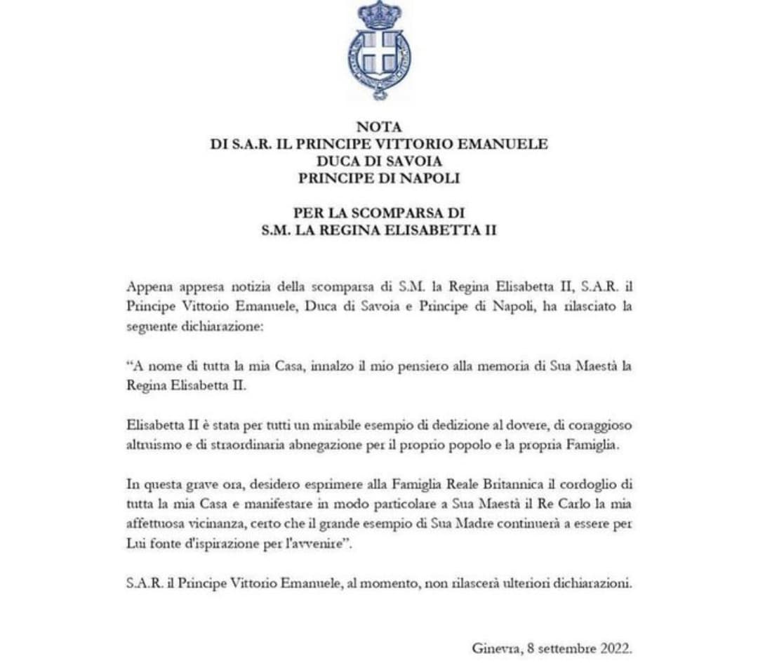 "S.A.R il Principe Vittorio Emanuele, al momento, non rilascerà ulteriori dichiarazioni." Nooo ma come? Vitto' non puoi mica fermarti e lasciarci così. Dai vitto' dicci di più 