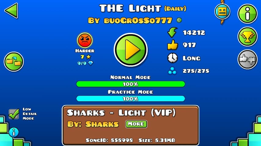 THE Light 100%; By BuoGrOsSo777; (Difficoltà: Harder 6?); (Grado: Normal)