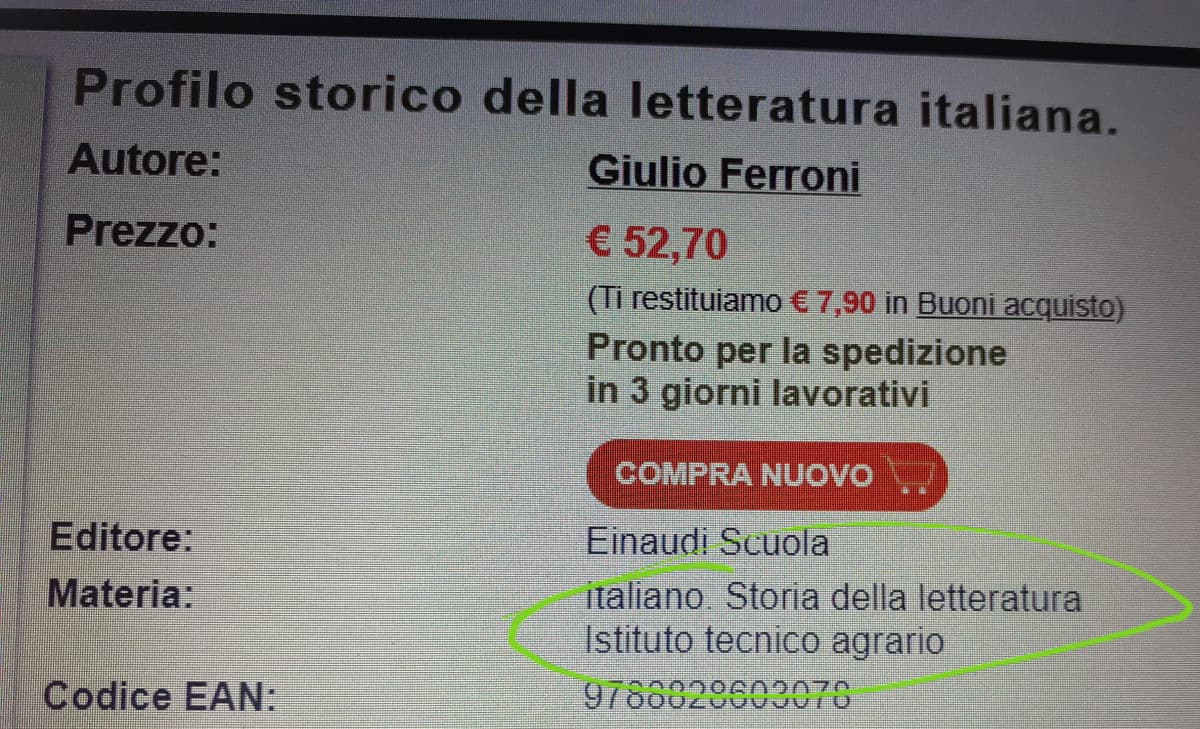 Non avrei mai pensato che all'università avrei studiato letteratura da un libro da istituto agrario