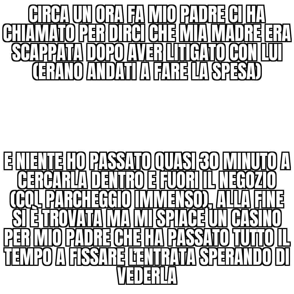 Che poi cavolo il genitore sei tu, perché devi far smuovere tutti i tuoi figli per farti cercare perché una tipa ha salutato tuo marito visto che gli ha fatto un lavoro in casa per 2 mesi, 