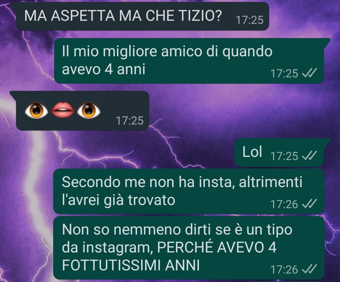 Sto cercando su insta il migliore amico che avevo a 4 anni. Non lo vedo dalla materna. 