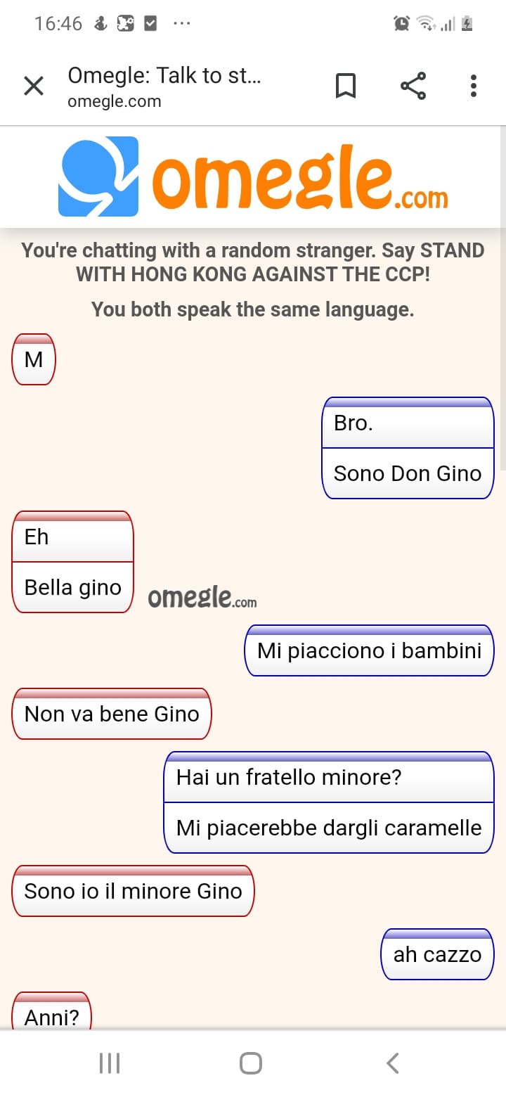 boh. Volevo provare Omegle. Ed è uscito questo. [Black Humor]