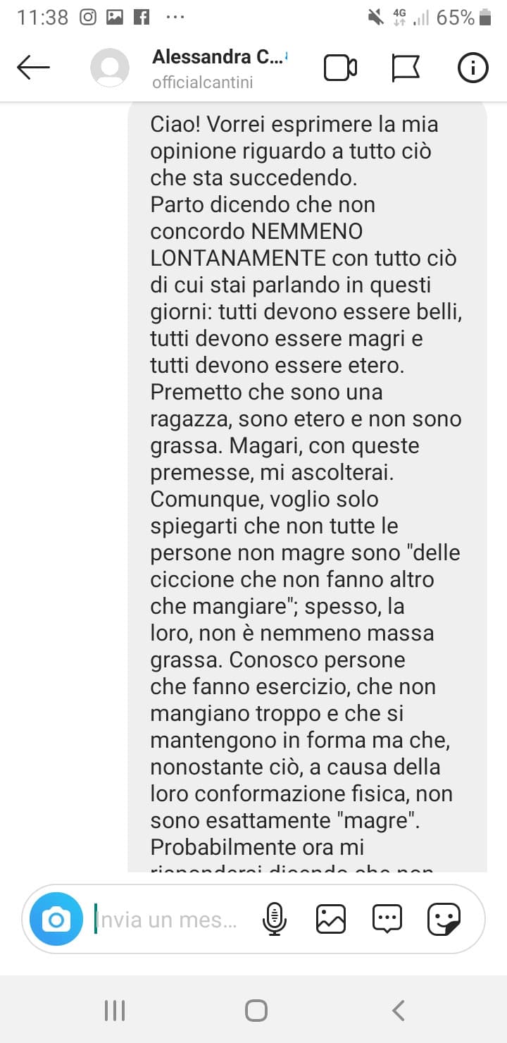 ... che dite, forse ho esagerato?
(Officialcantini, la ragazza che condannava le persone sovrappeso)