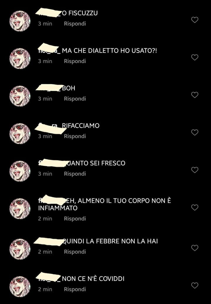 I MIEI COMMENTI SOTTO I POST DEI MIEI AMICI: