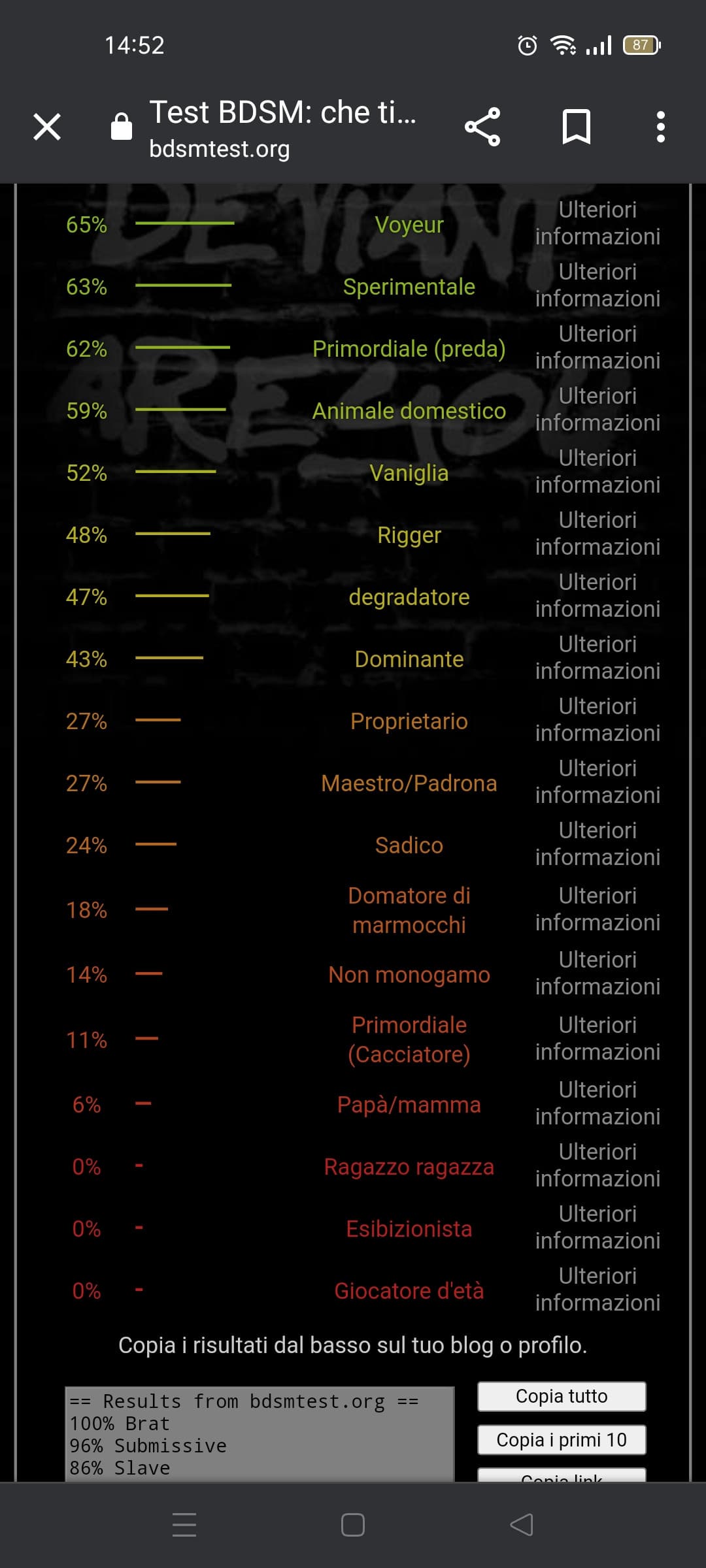 ho fatto il test BDSM e questi sono i risultati 