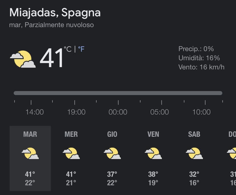 Io che mi lamento dei 25 gradi in Abruzzo quando tra una settimana devo andare in Spagna...