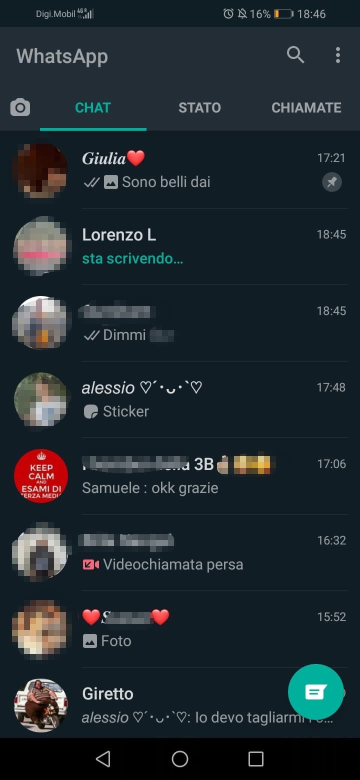 Adesso vi esco le mie ultime chat whatsapp perché di si. 