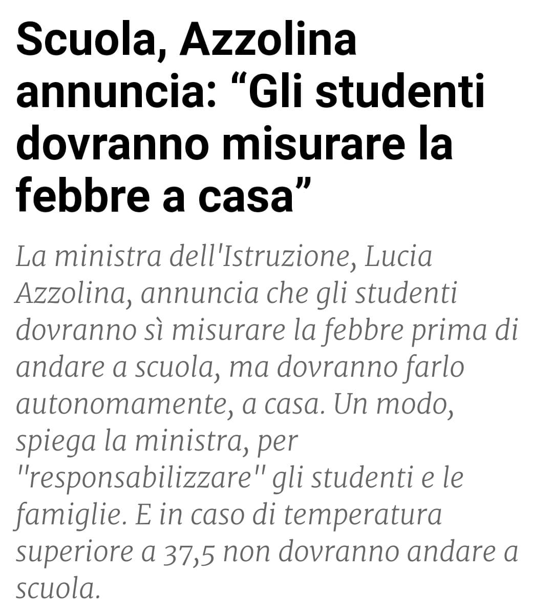 Due sono le ipotesi: o le scuole diventeranno focolai o troveremo le classi deserte, forse più la seconda :D