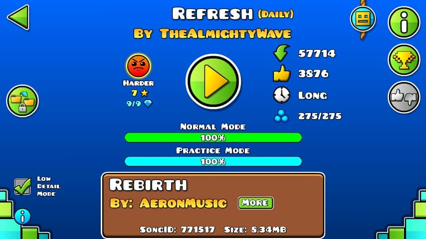 Refresh 100%; By TheAlmightyWave; (Difficoltà: Harder 7?); (Grado: Normal)