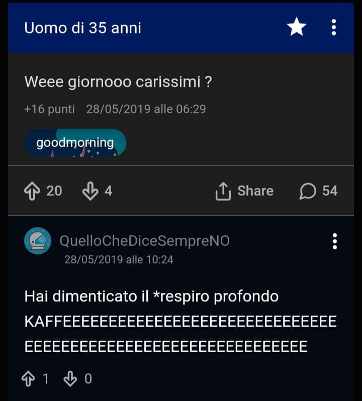 Ho appena scoperto che il mio primissimo commento... non era un NO. 