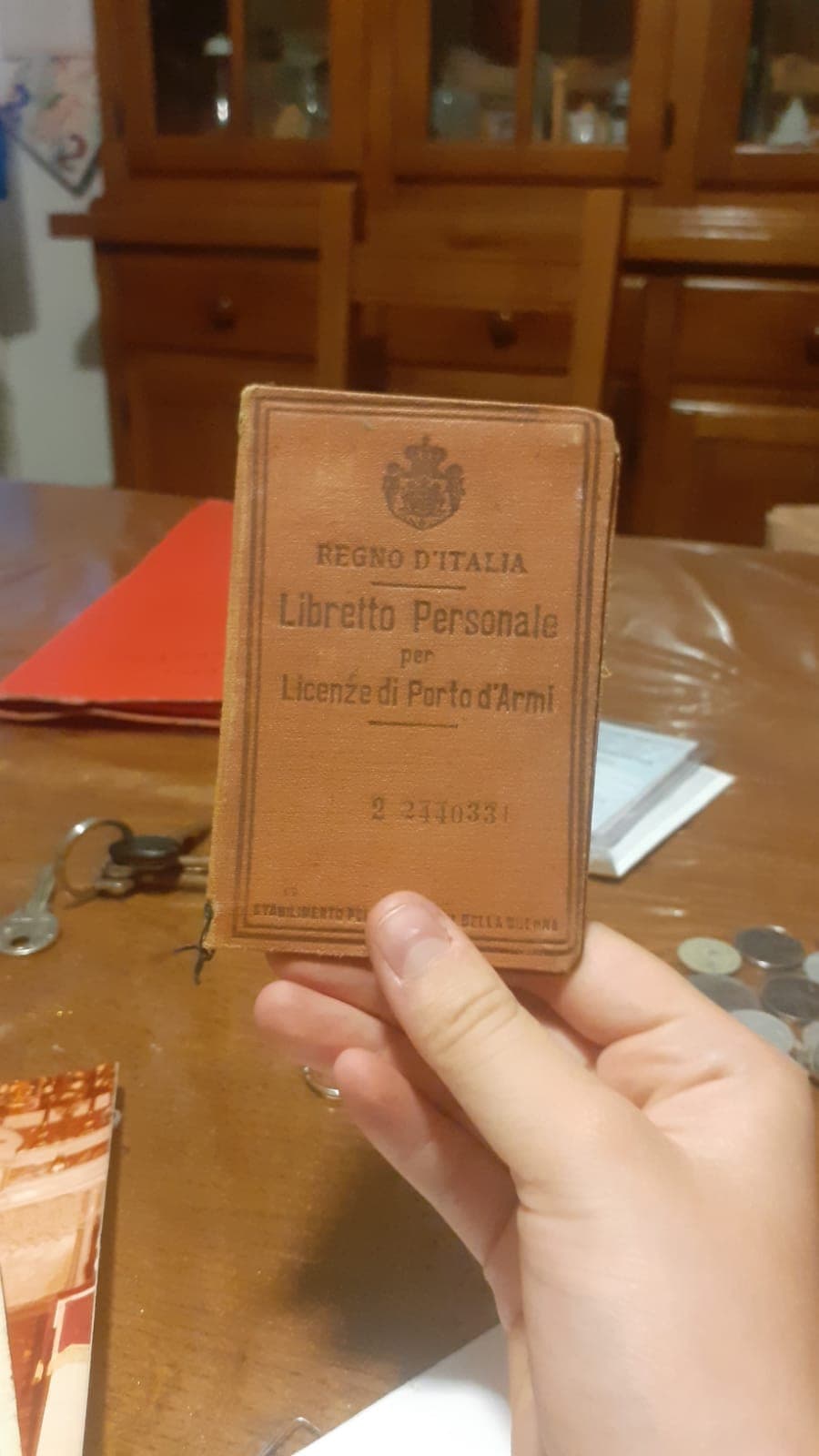 Libretto per porto d'armi del regno d'Italia anno 1914