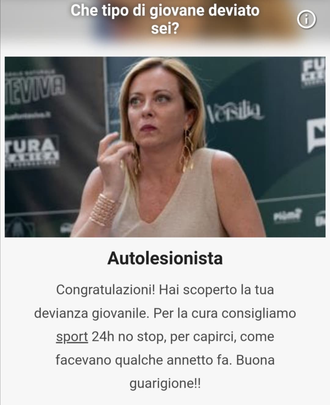 Secondo la Meloni sono autolesionista ?