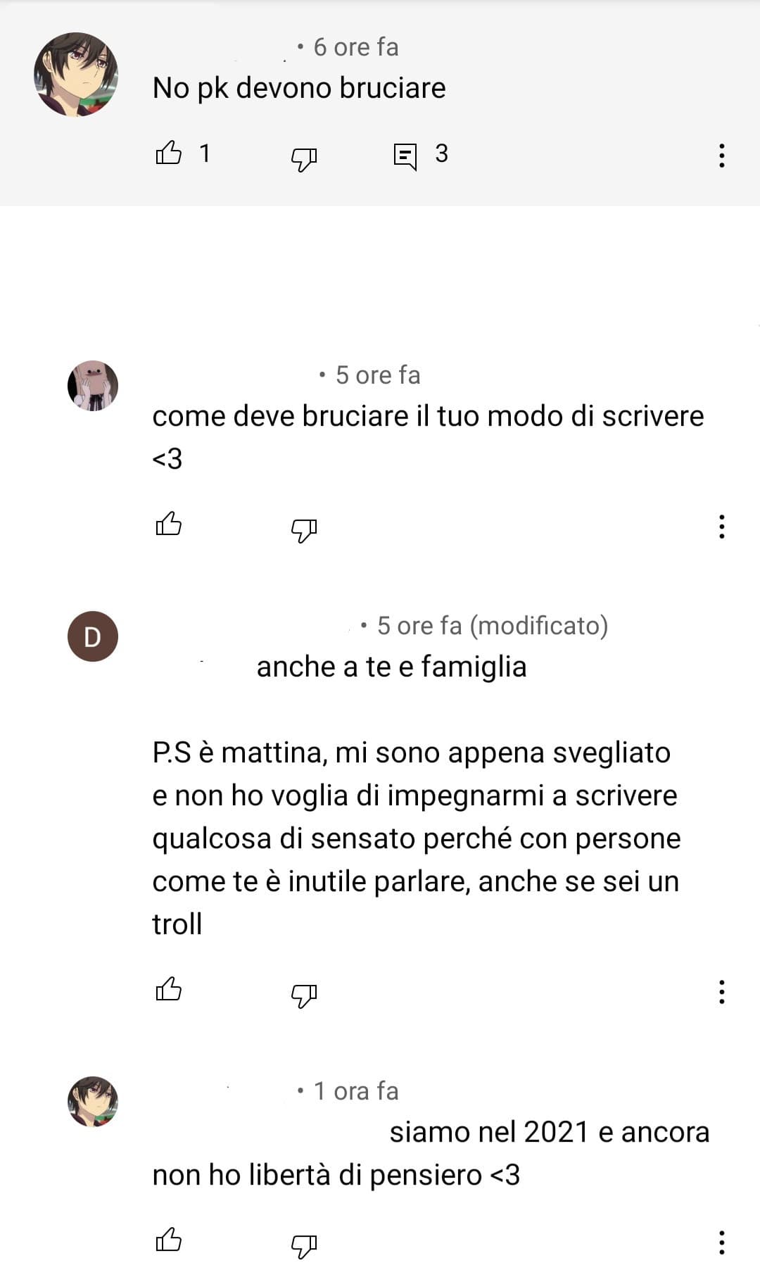 Quindi voler bruciare delle persone si chiama libertà di pensiero?