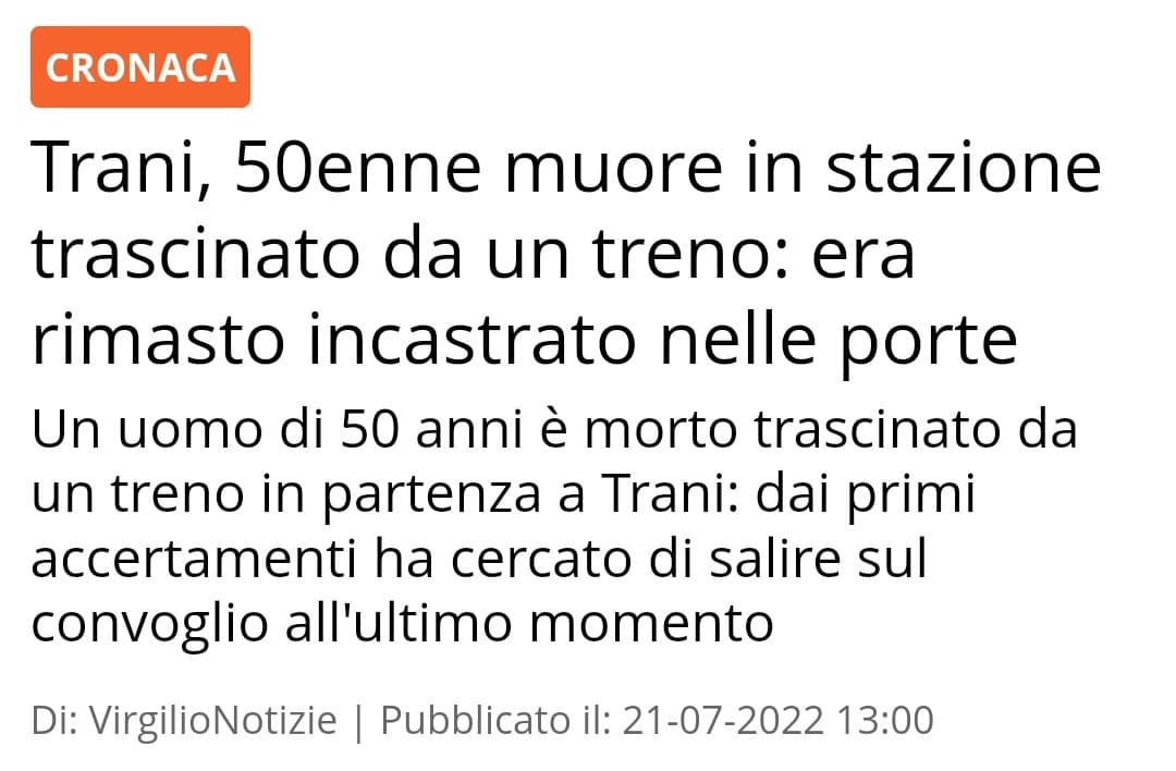 Per una volta che prendo il treno succede questo 