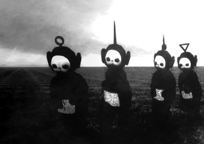 quando basta solo il bianco e nero per trasformare quei cazzo di teletubbies in demoni....